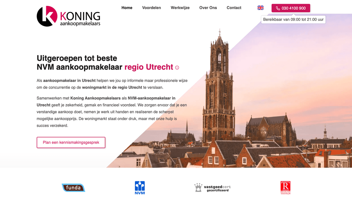 Screenshot van aankoopmakelaarutrecht.nl