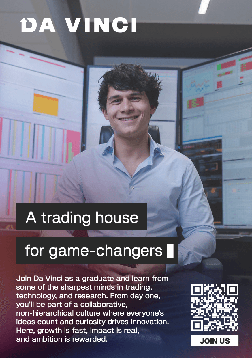 Da Vinci Trading recruitment advertentie voor graduates