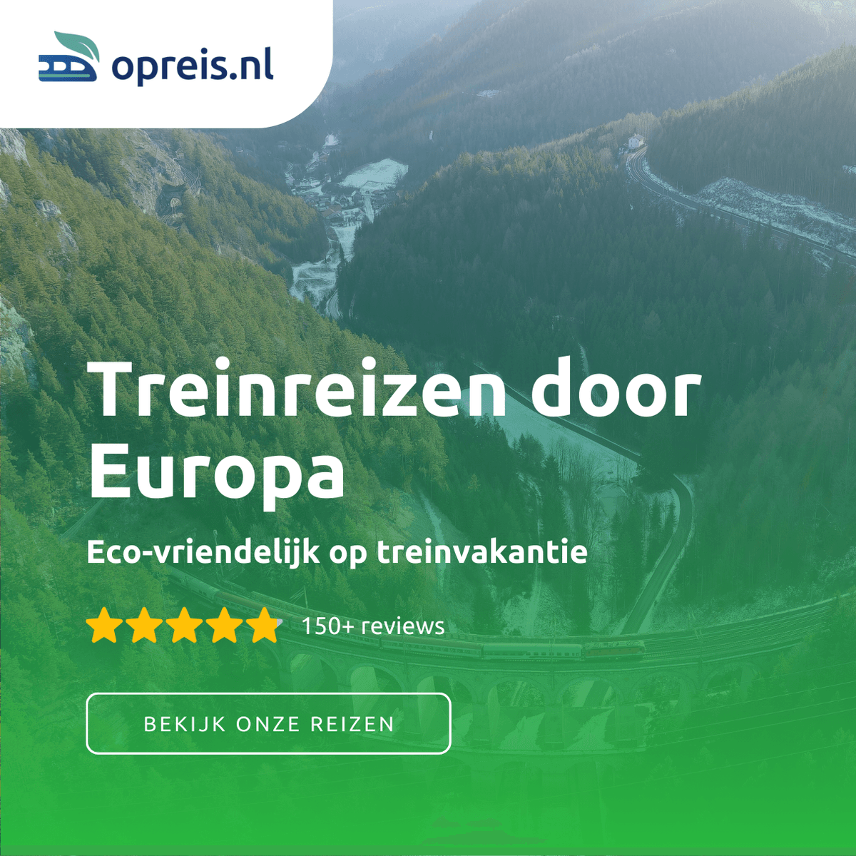 Opreis.nl social media post treinreizen door Europa