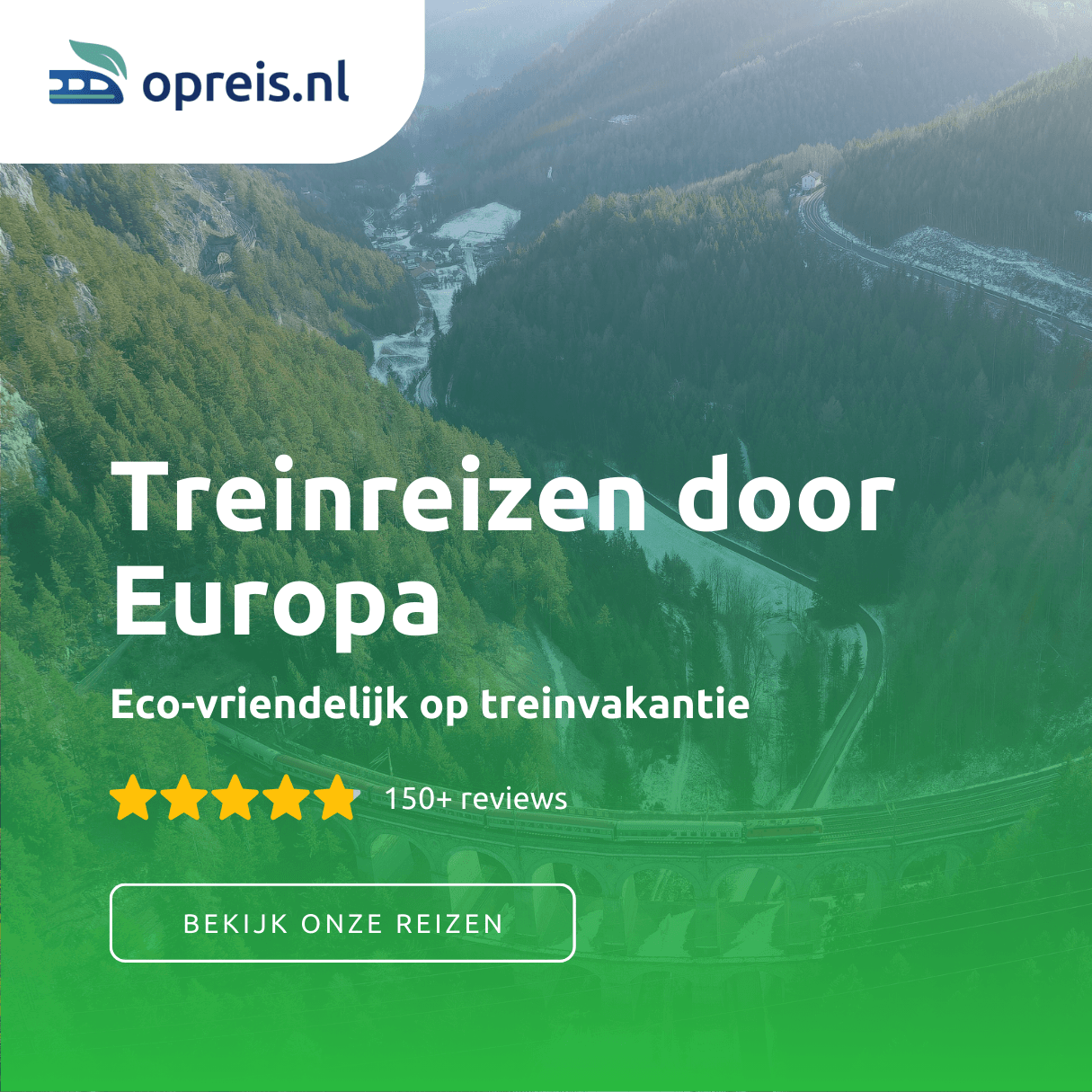 Opreis.nl social media post treinreizen door Europa